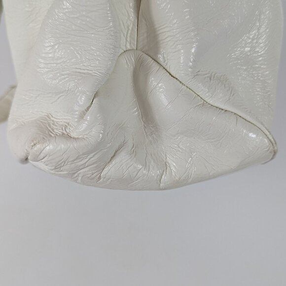 Fossil White Leather Large Slouch Hobo Purse Bag Key Charm EUC - Picture 11 of 14